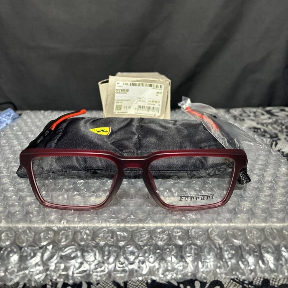 NEW FERRARI SCUDERIA FZ8005U Eyeglasses Red Matte 56mm Frames w/ Demo Lenses